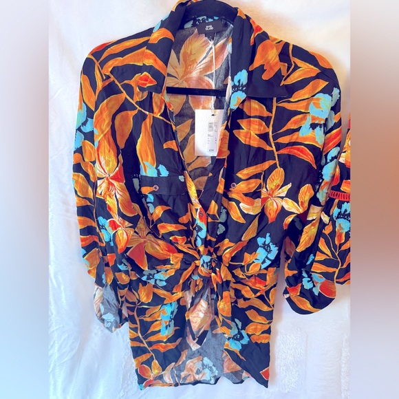 RIVER ISLAND Black Tropical Oversized Top and Mini Skirt Set - Picture 10 of 15